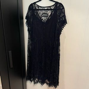 Torrid Black Lace Overlay Dress with Button Detail